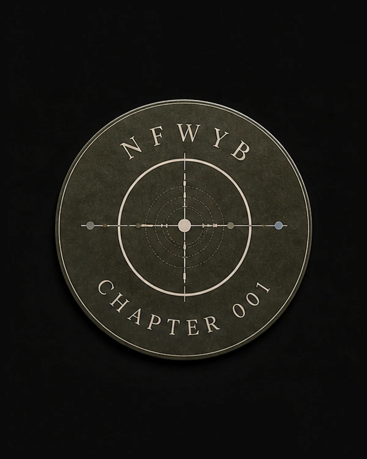 Round olive Chapter 001 seal sticker with crosshair rings