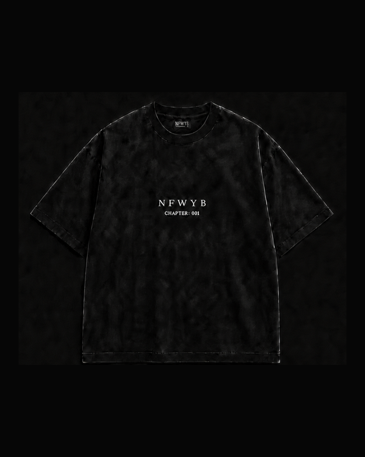 Rebuild Tee in washed black, front with the original NFWYB / CHAPTER: 001 chest mark